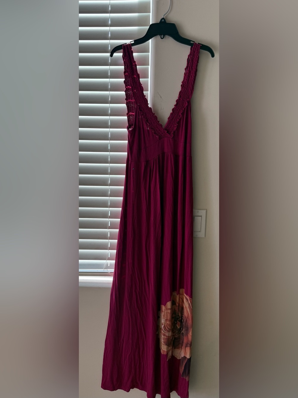 Sleeveless Ruffle V-Neck Maxi Dress in Burgundy